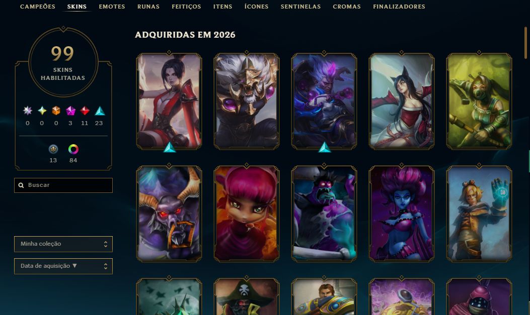 Conta LOL com 99 skins e chromas únicos MONO YASUO