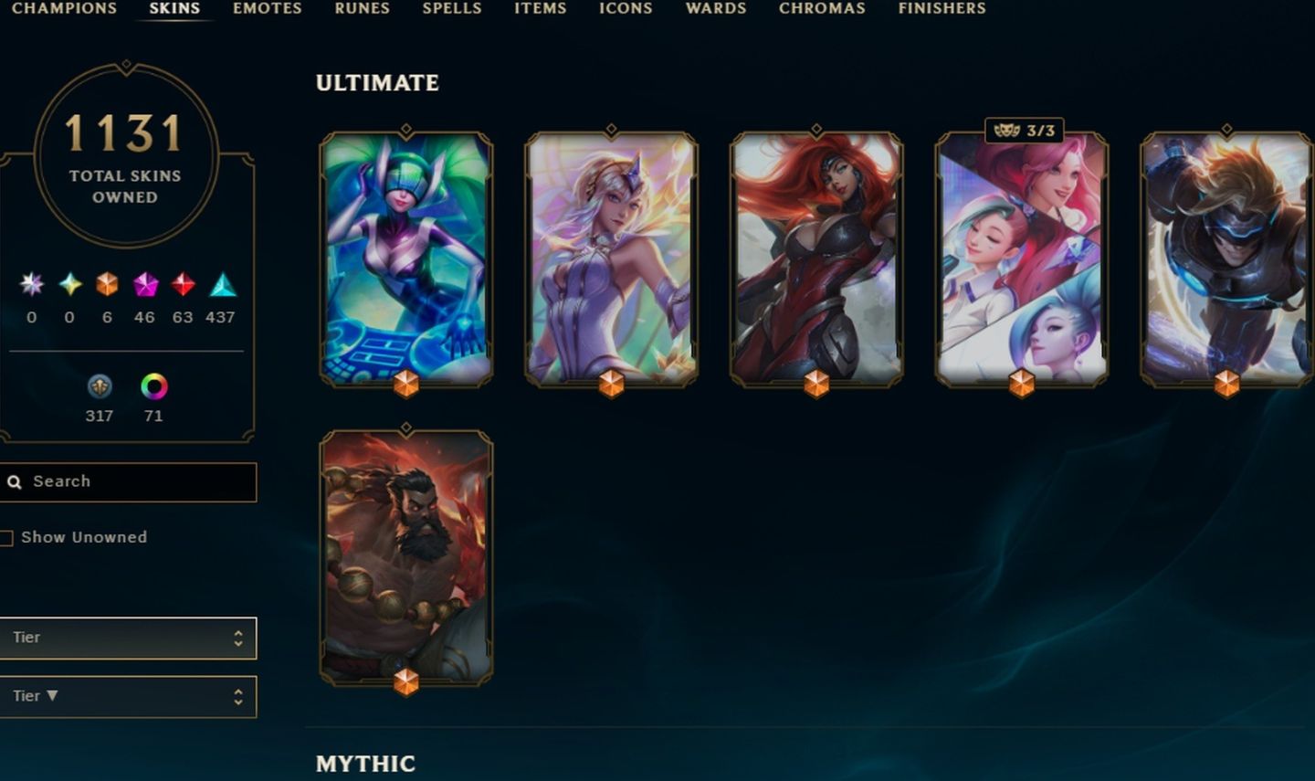 1131 SKINS, 71 CHROMAS - CONTA DE LEAGUE OF LEGENDS