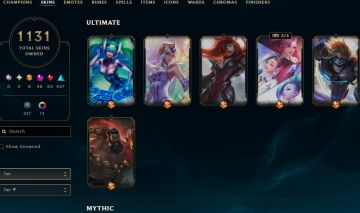 1131 SKINS, 71 CHROMAS - CONTA DE LEAGUE OF LEGENDS