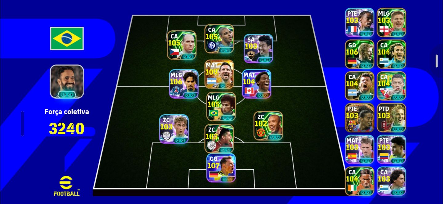 CONTA EFOOTBALL COM 3240 DE FORÇA , MESSI BIG TIME+ADRIANO+ZICO+SON e muito mais