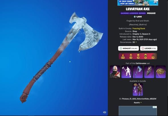 CONTA FORNITE RARA +150 SKINS (SKIN GLOW + KRATOS PICKAXE)