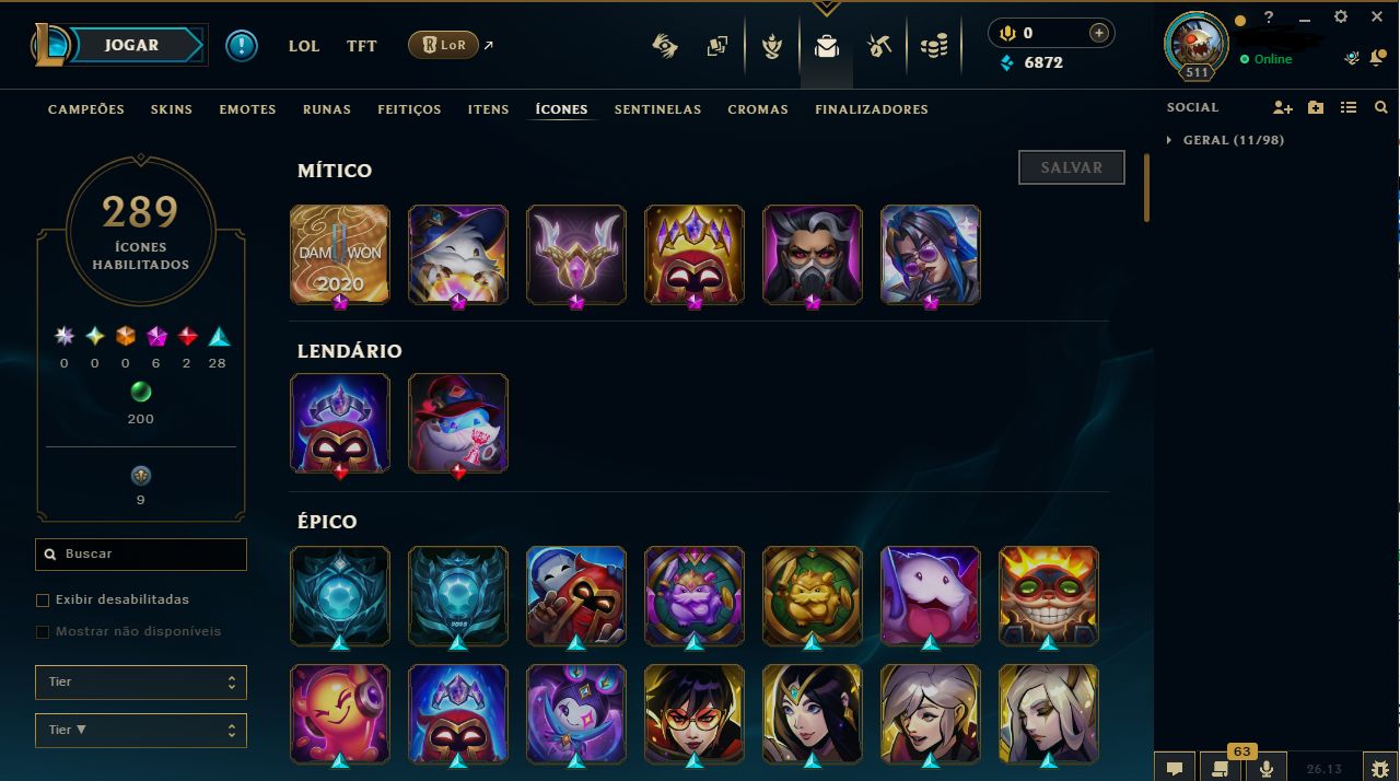 Conta riot com (LoL 219 skins) e (valorant conta criada ep1 ato1)