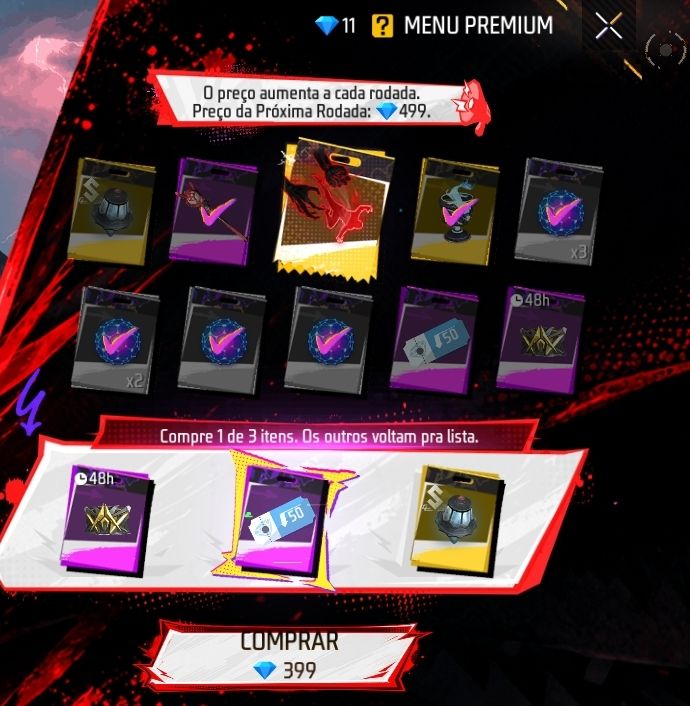 Conta Free Fire com os Conjuntos do Naruto Punho e Armas Evolutivas E muito Mai