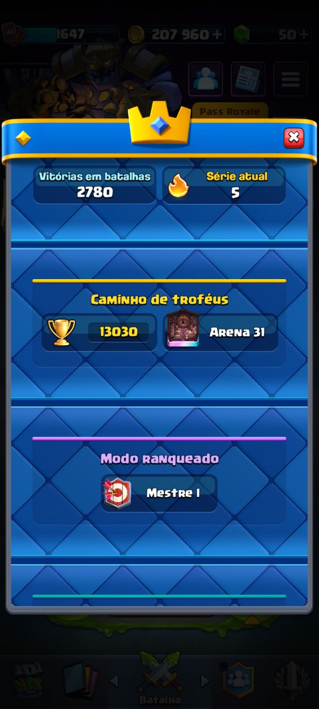 CONTA CLASH ROYALE 13.000 TROFÉUS