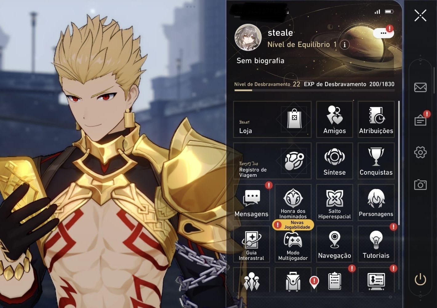 Conta Honkai star rail com Gilgamesh e robin