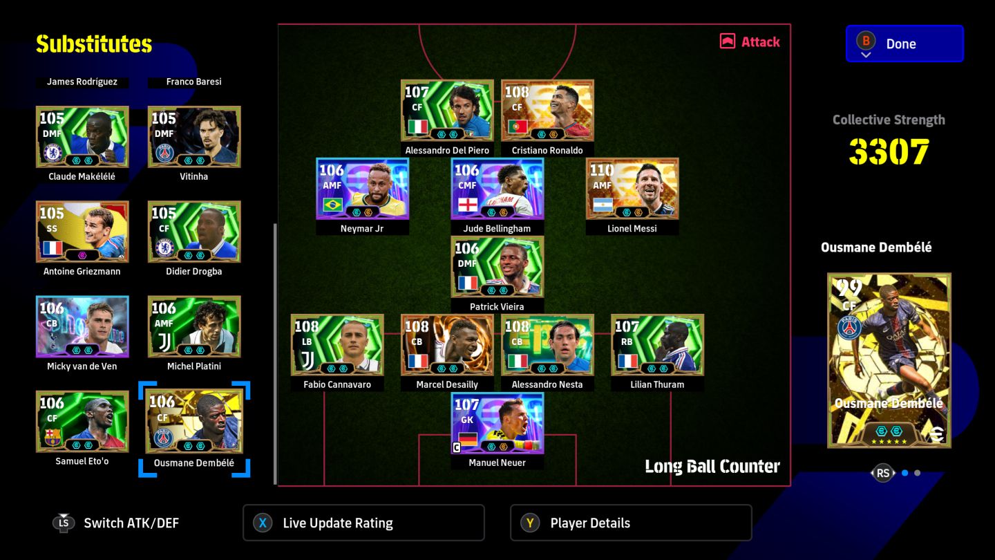 Conta Efootball Xbox / Pc Microsoft - 3307 - 6 Bigtime + 73 Épicos + 50 Showtime