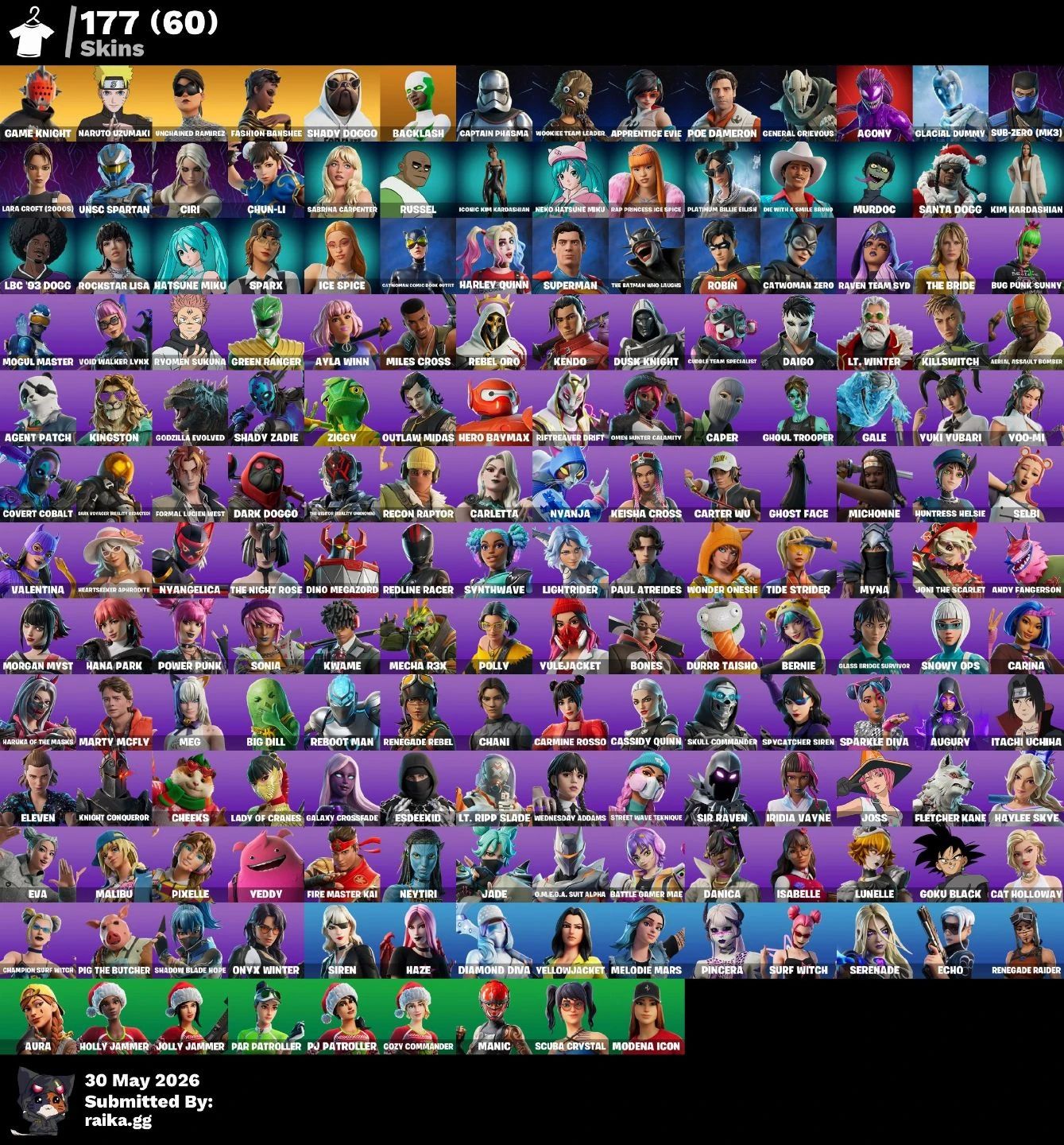 177 skins, - Sparkle DIva/Ice Breaker + conta na epic com red dead redemption 2