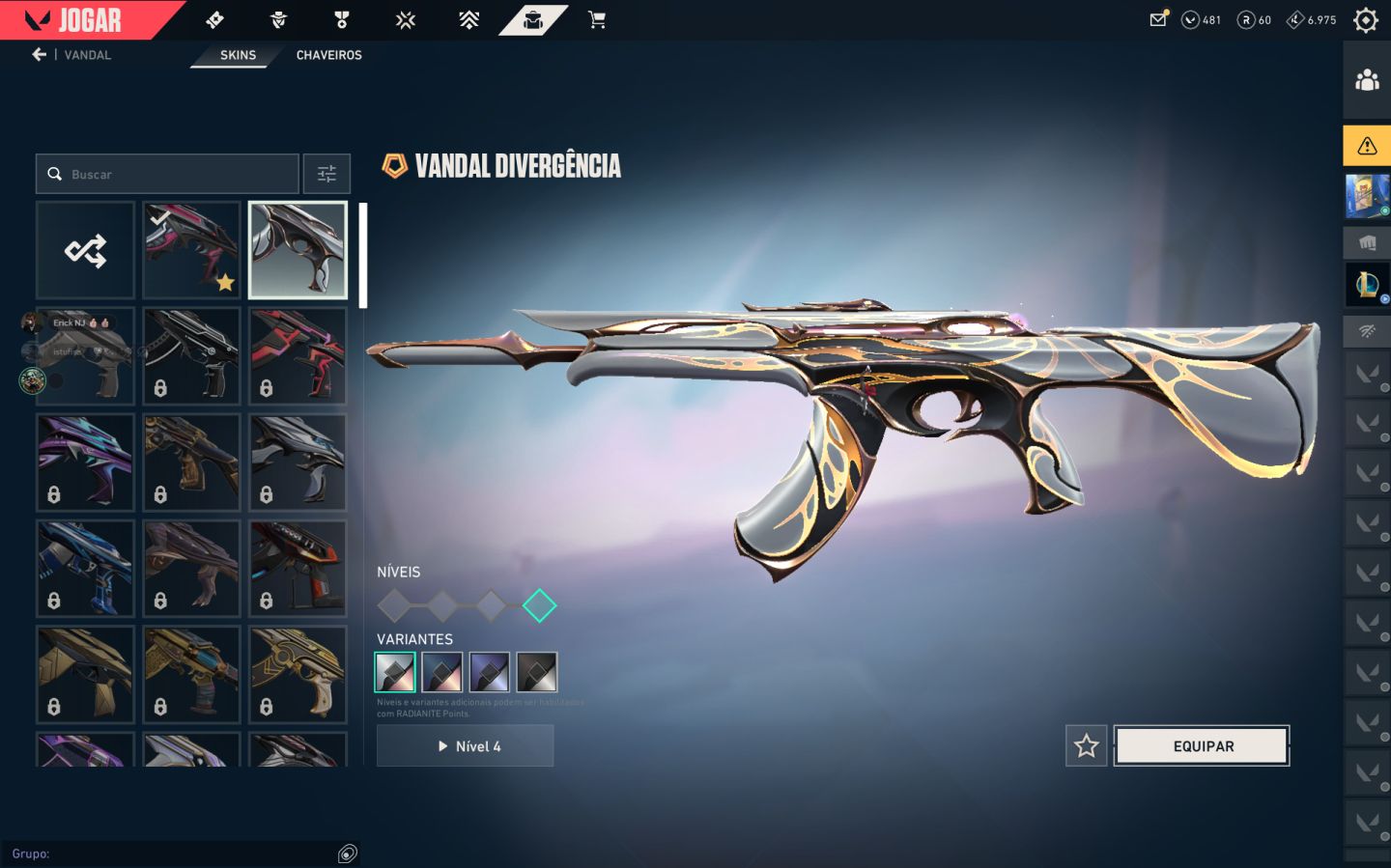 CONTA VALORANT NÍVEL 59 SKINS ROSEIRAL SOMBRIO E OUTRAS SKINS
