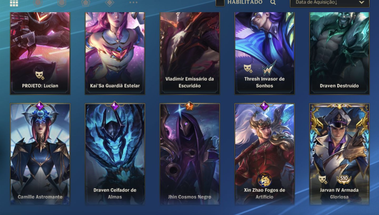 Conta wild rift com skins prestígio e lendárias.