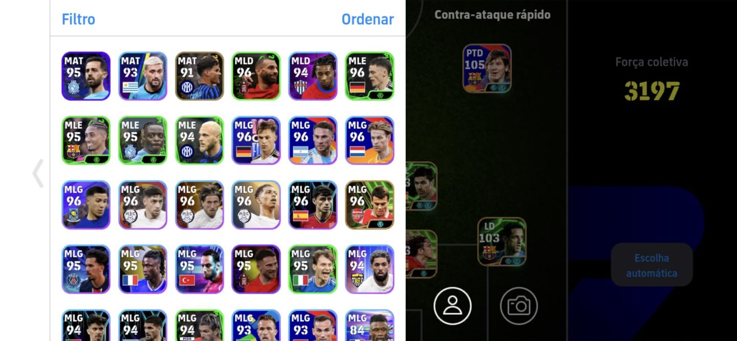 Conta Efootball - Messi 2012, Batistuta, Griezman, Buffon 105, Neymar copa 2014