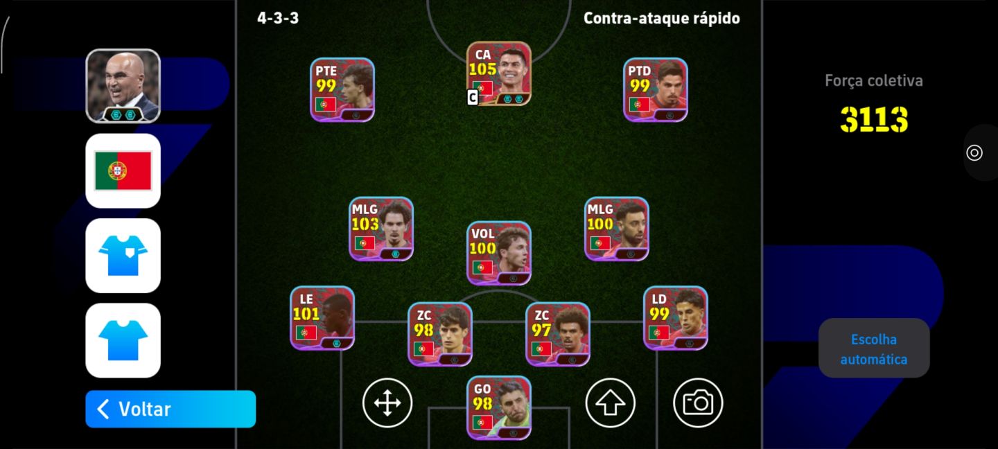CONTA eFootball TIME LENDÁRIO + SELEÇÃO PORTUGAL COMPLETA!