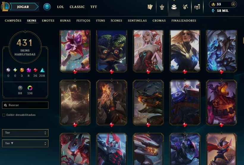 Conta Lol Diamante 2 431 Skins Ex Mestre C Yone Pacificador Main Yasuo Ex Gm
