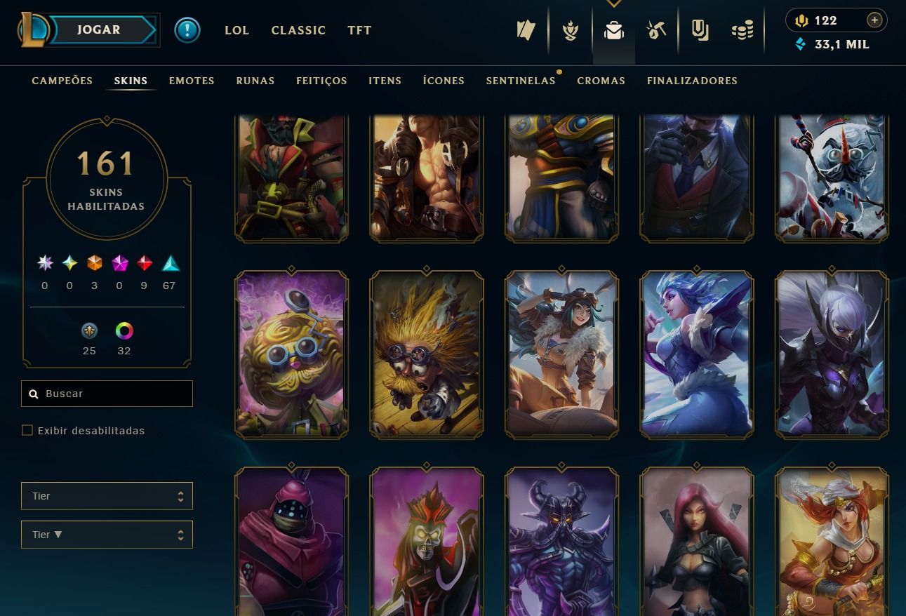 CONTA DE 2020 - 161 SKINS - LVL 259 - 123 CAMPEÕES - 33K DE EA - 32 CROMAS