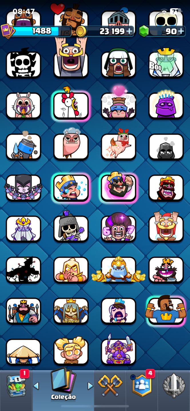 Conta Clash Royale Arena 20 | 7.9k Troféus | todas as cartas | 52 Emotes