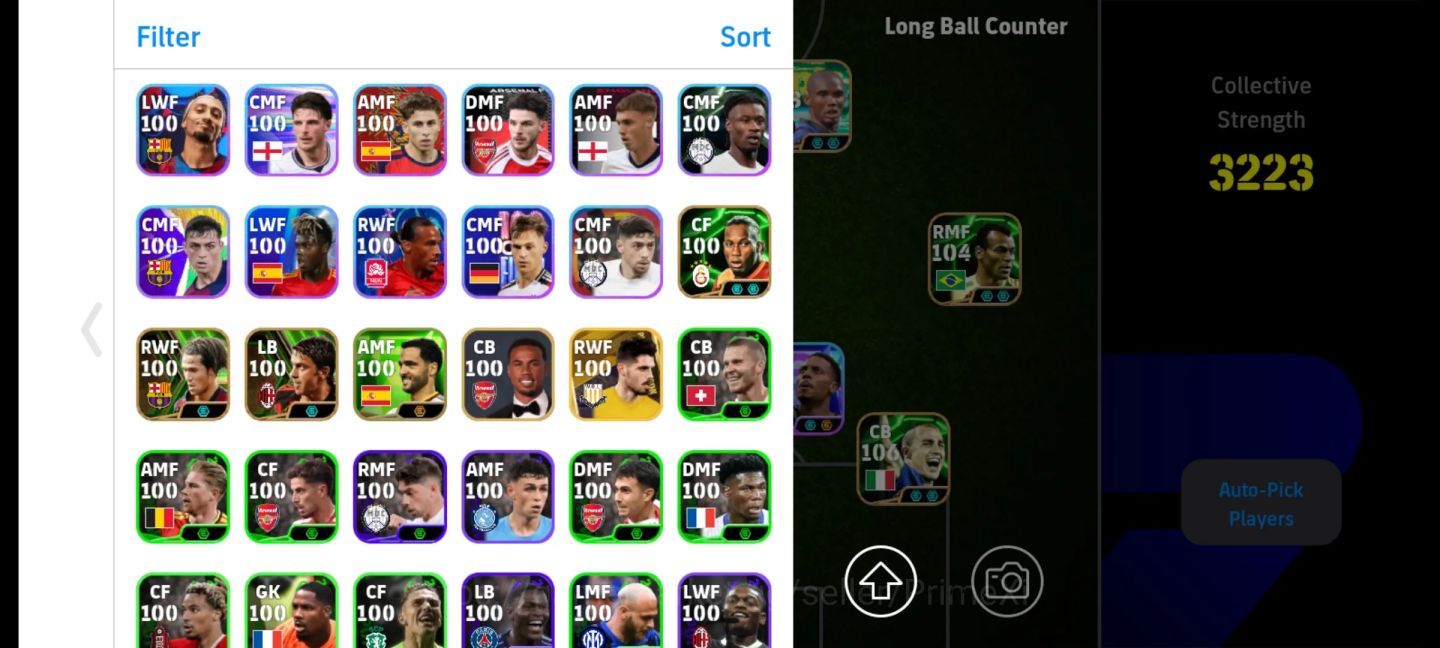 Conta eFootball 3223 Força | Dembele 106 Cannavaro 106 Baggio 105 Okazaki 105