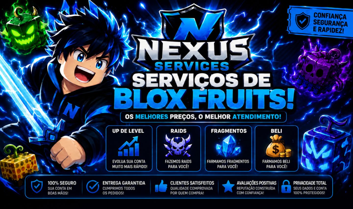 NEXUS SERVICES | BLOX FRUITS BARATO! UP, MAESTRIA, RAIDS, BELI E CONTAS