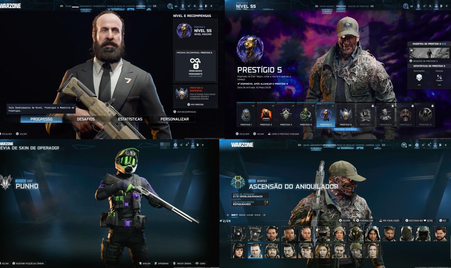 TODAS AS ARMAS UPADA + PRESTIGIO 5 - CONTAS WARZONE BO7 IMPECAVEL