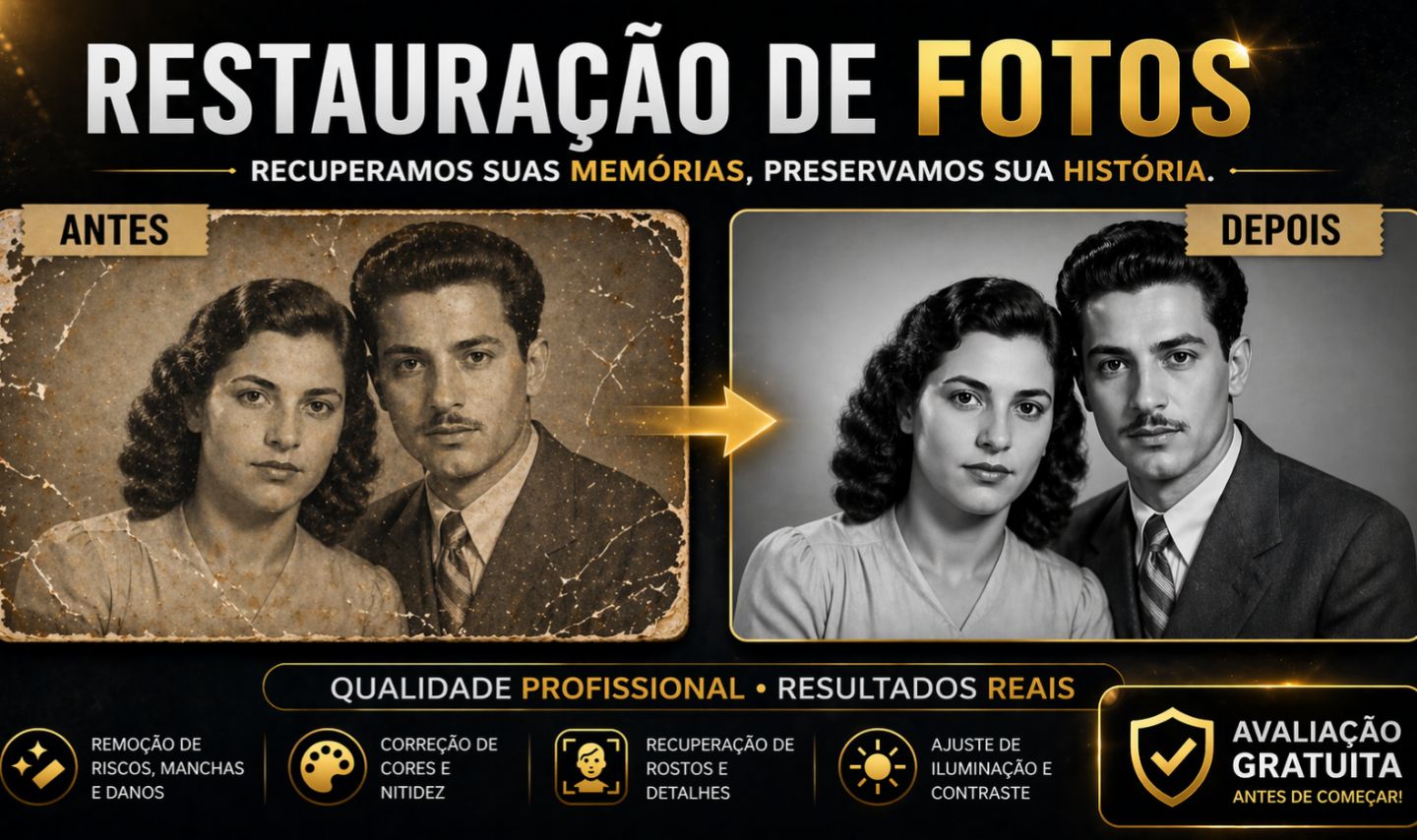 Restauração Profissional de Fotos Antigas e Danificadas (Alta Qualidade)