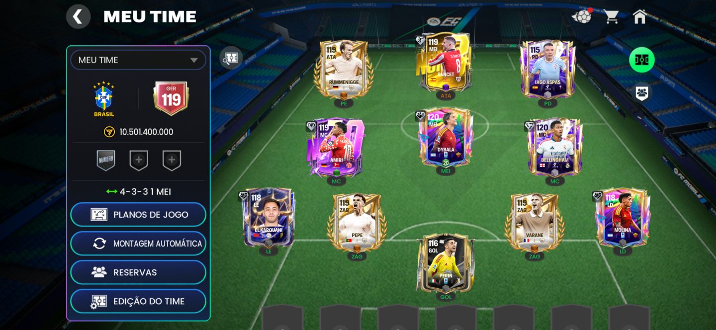 FIFA móbile- conta ger 119 melhor valor de mercado