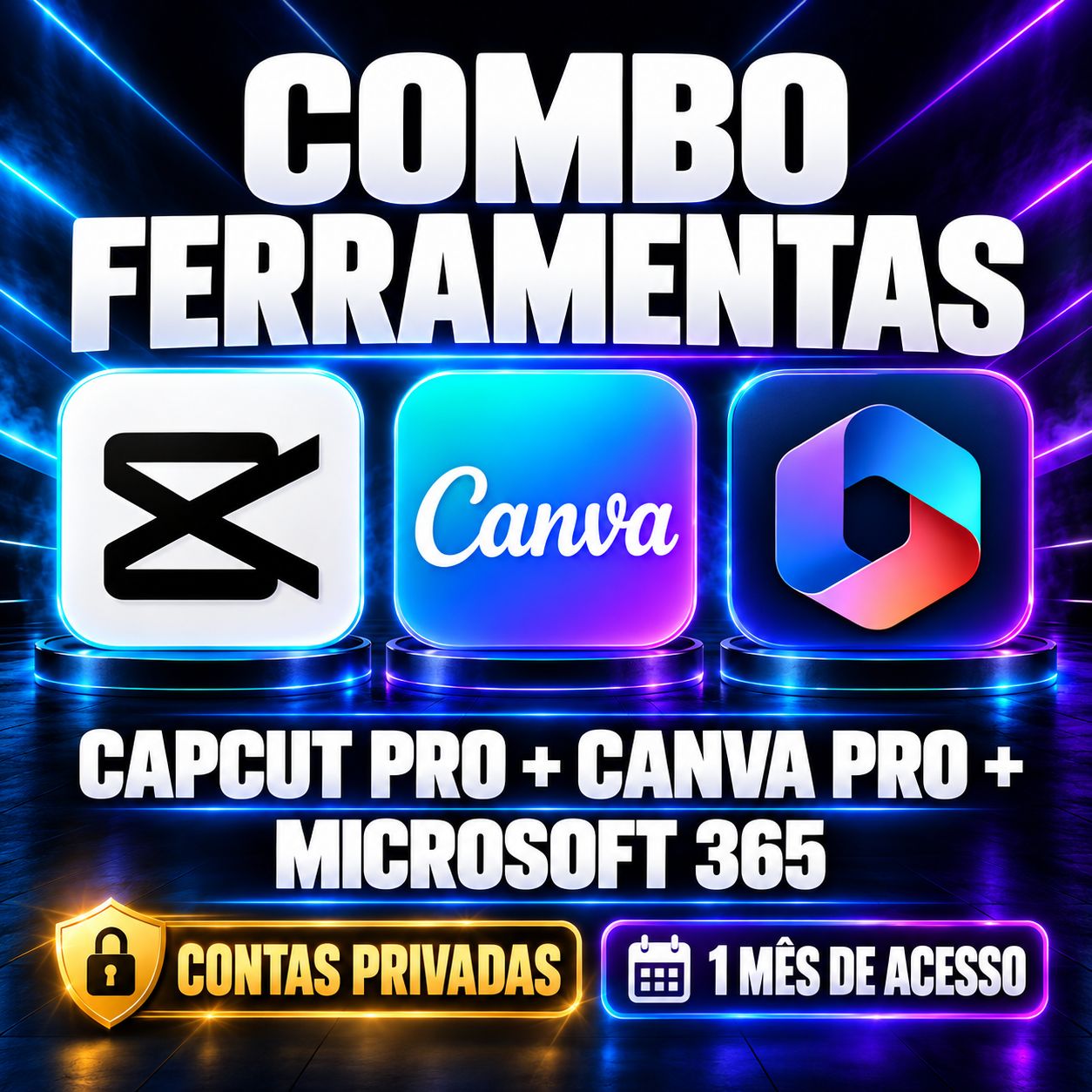 COMBO DO EDITOR | CAPCUT PRO + MICROSOFT 365 | CANVA PRO+ DE BRINDE | 30 DIAS