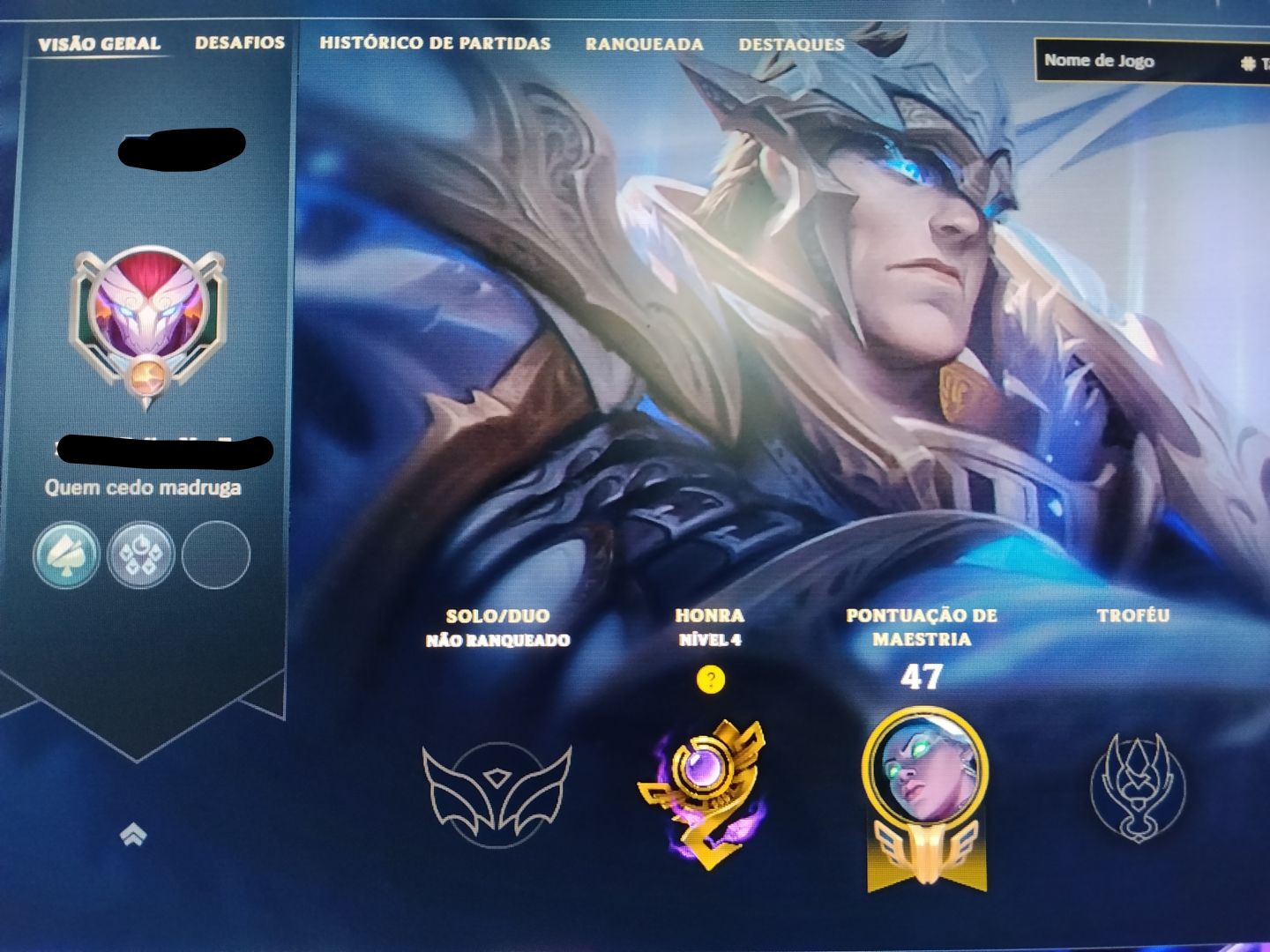Conta De LOL 20 a 30 Skin lendária Garen (acesso total)