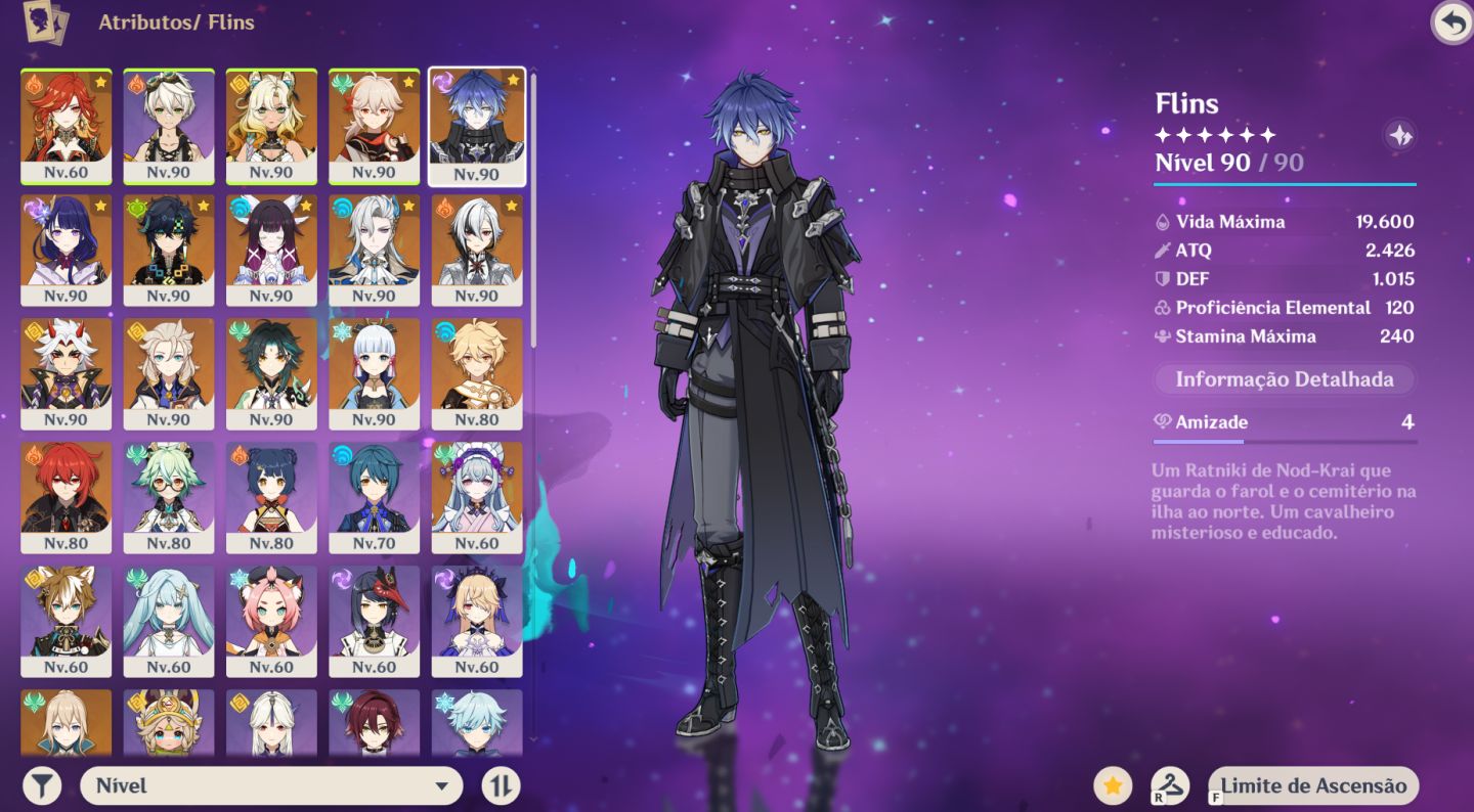 Conta Genshin AR58 + HSR I 20 T5 e 11 Armas 5 estrelas no genshin e + no HSR