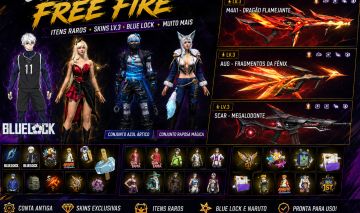 CONTA FF PRIME 5, SKINS MASCULINAS(BLUE LOCK E + ) E FEMININAS LVL 50+