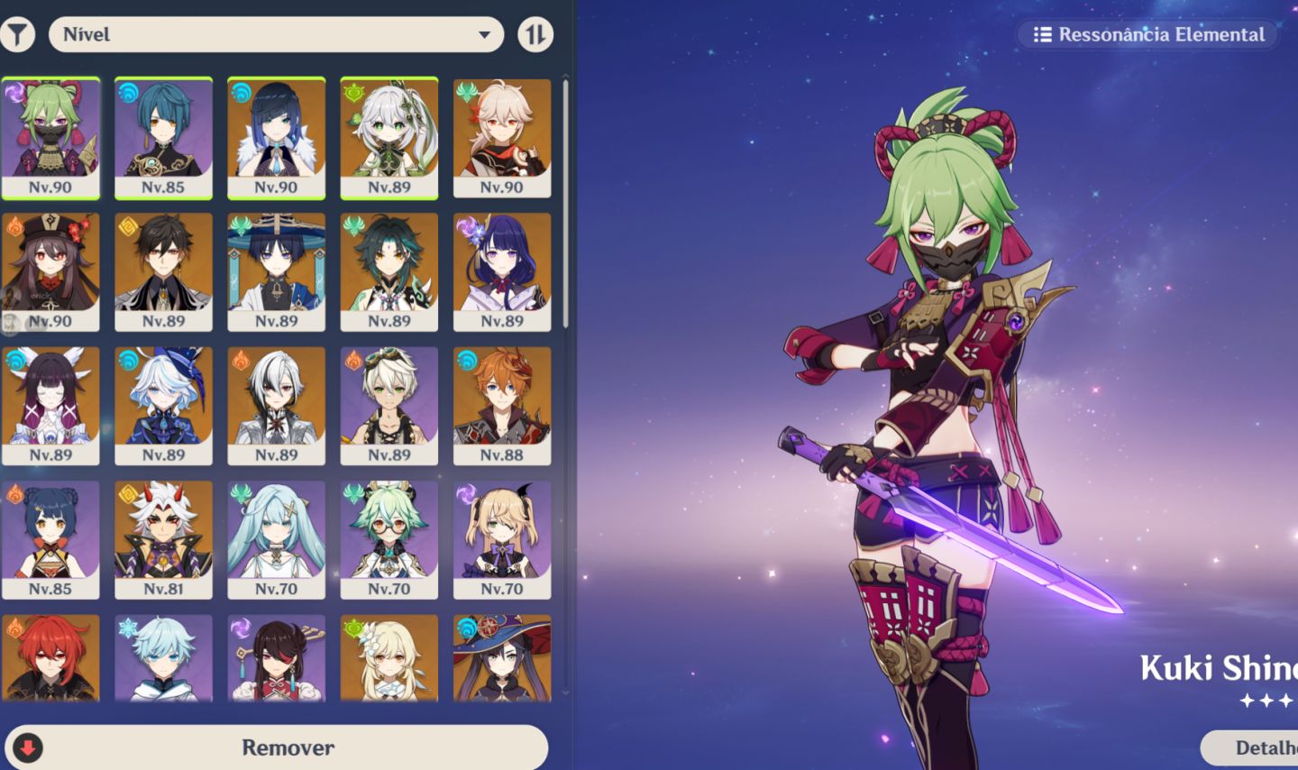 CONTA GENSHIN IMPACT AR 57 | 17 PERSONAGENS 5 | VÁRIOS LV. 90