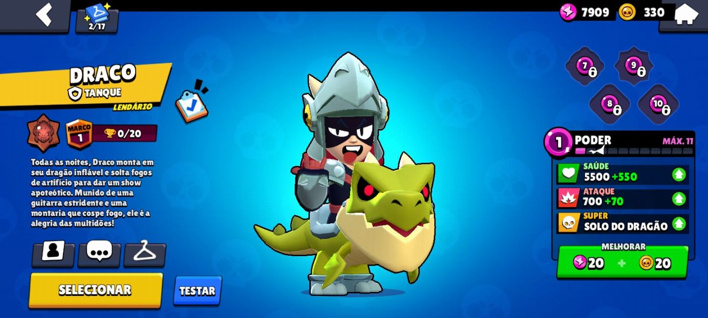 Conta brawl com varios lendarios e varias skins