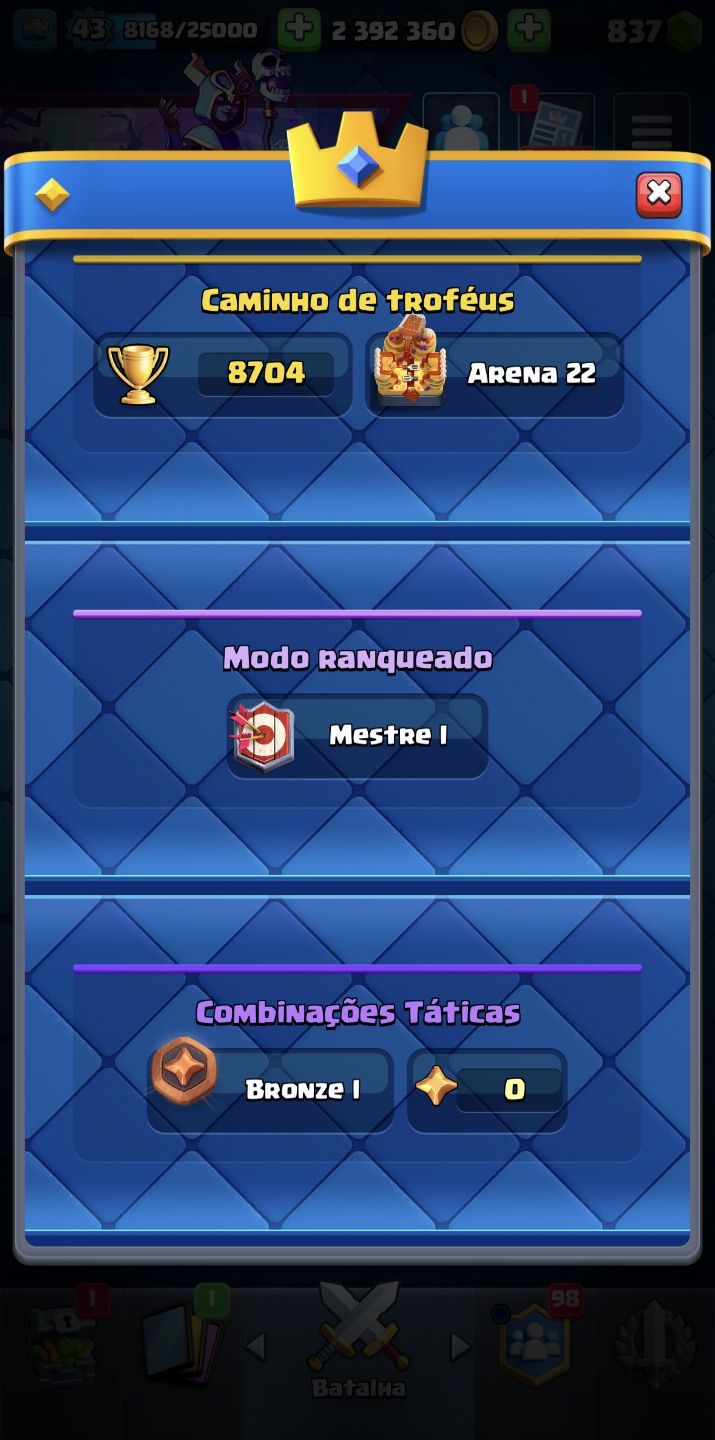 Conta Clash Royale 2019 / 8400 Troféus / Nível 43 / E muito mais!
