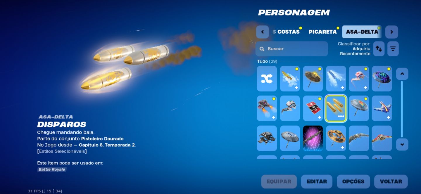 Conta antiga de Fortnite contendo diversas skins raras e itens exclusivos.
