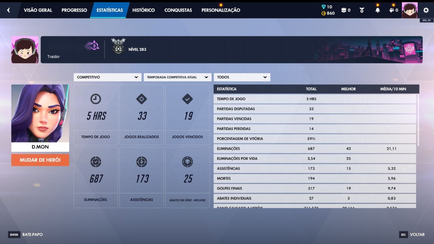 Conta Overwatch GM5 6vs6 e High MMR em 5vs5