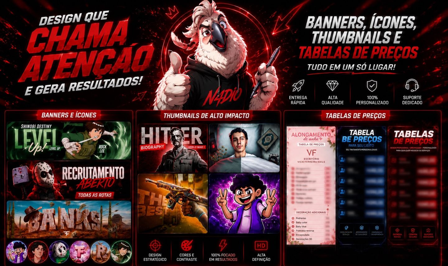 Designer Gráfico Thumbnail, Banner, Logo, Edição de Fotos e Artes Personalizadas