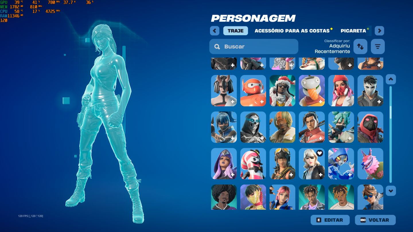 CONTA FORTINITE SKINS LARA CROFT + MACHADO LEVIATAN - salve mundo fundador