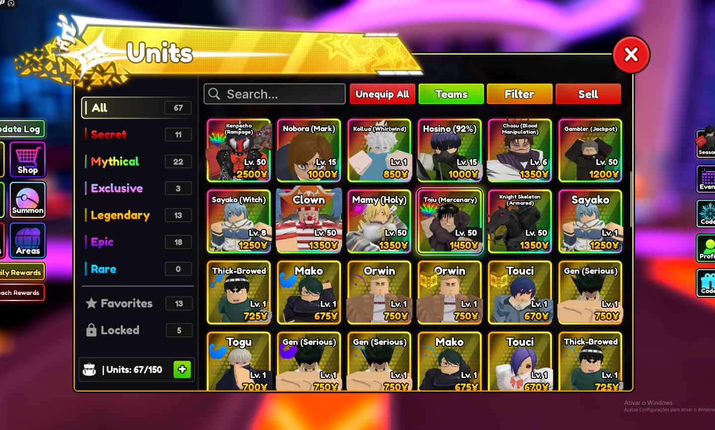 Conta MUITO forte de Anime Ascendants - Quase todos os personagens do jogo!!