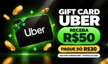 Gift Card Uber R$50 Por R$30 | Crédito Para Corridas | Entrega Na Hora