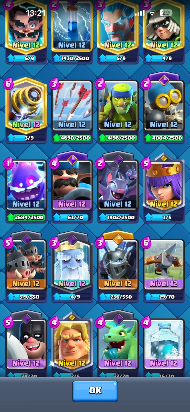 CONTA DE CLASH ROYAL 10.6K TROFÉUS COM TODAS CARTA UPADA E EVO!