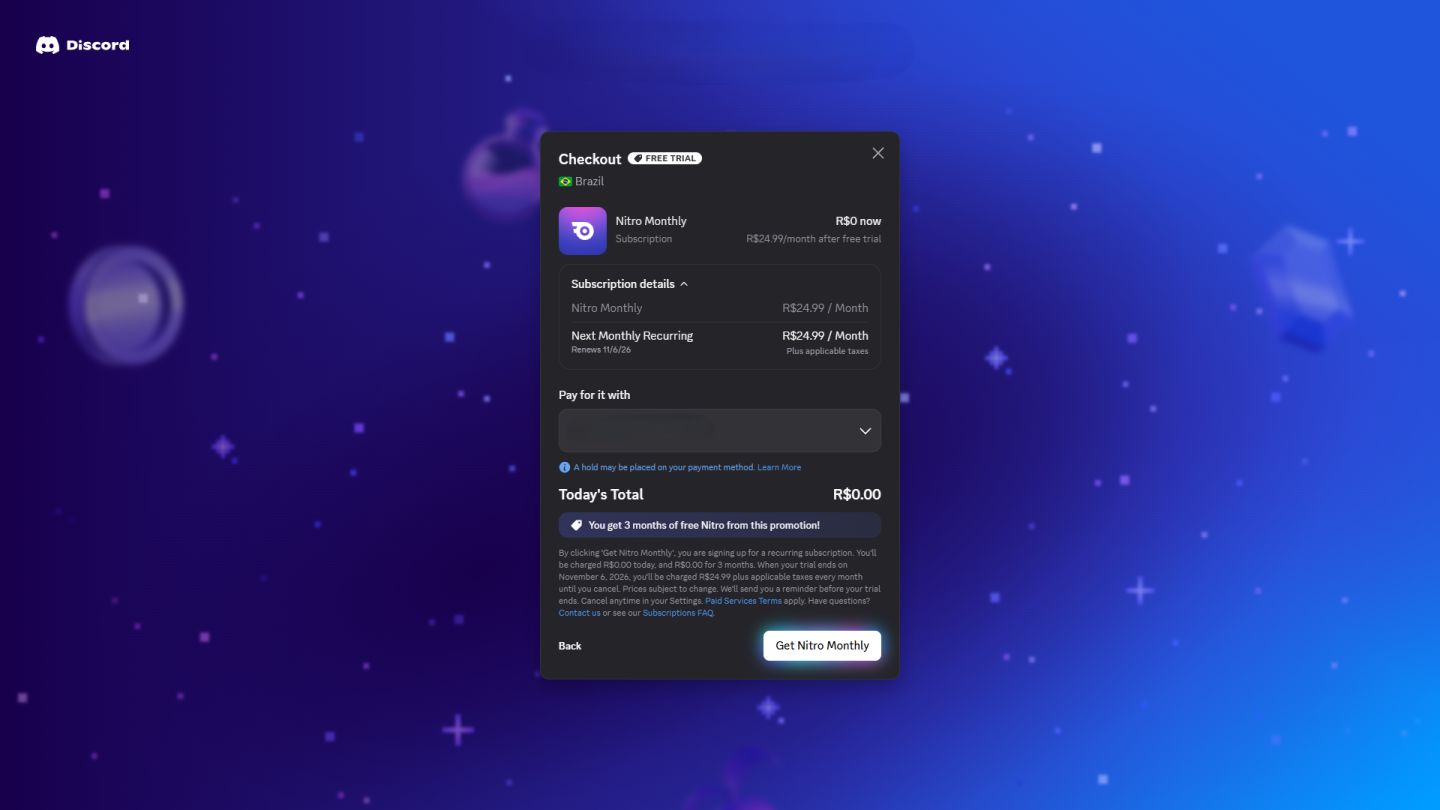 Discord Nitro 3 Meses TRIAL [LINK] Leia a descrição..