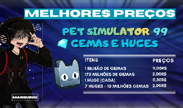 HUGES E GEMAS PET SIMULATOR 99 - (PS99) [MELHORES PREÇOS]