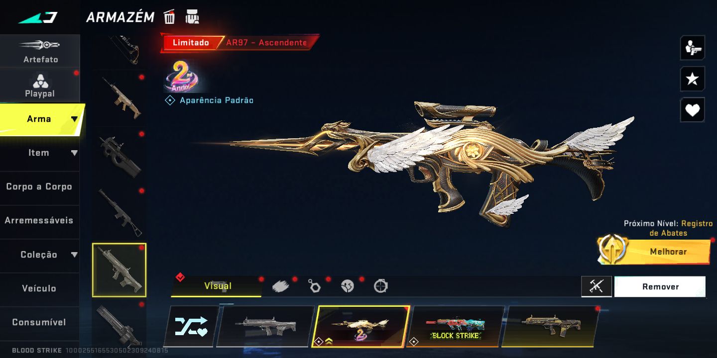 Conta de Blood Strike com armas eternas e facas ultras