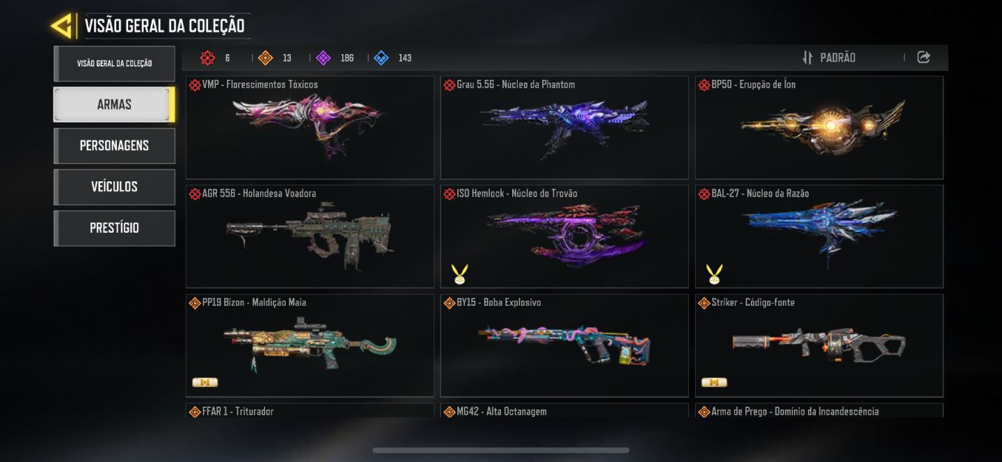 Conta Call of Duty móbile, 6 Armas mística 13 Armas lendárias 5 personagens lend