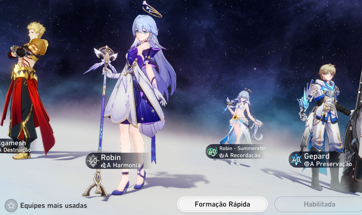 Conta Honkai star rail com Gilgamesh e robin