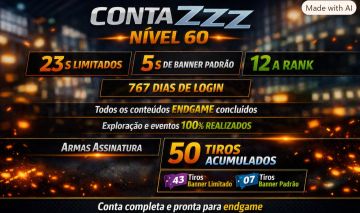 Conta ZZZ Nível 60 23 S Limitados + 5 S Padrão + 12 A Rank + Armas Assinatura