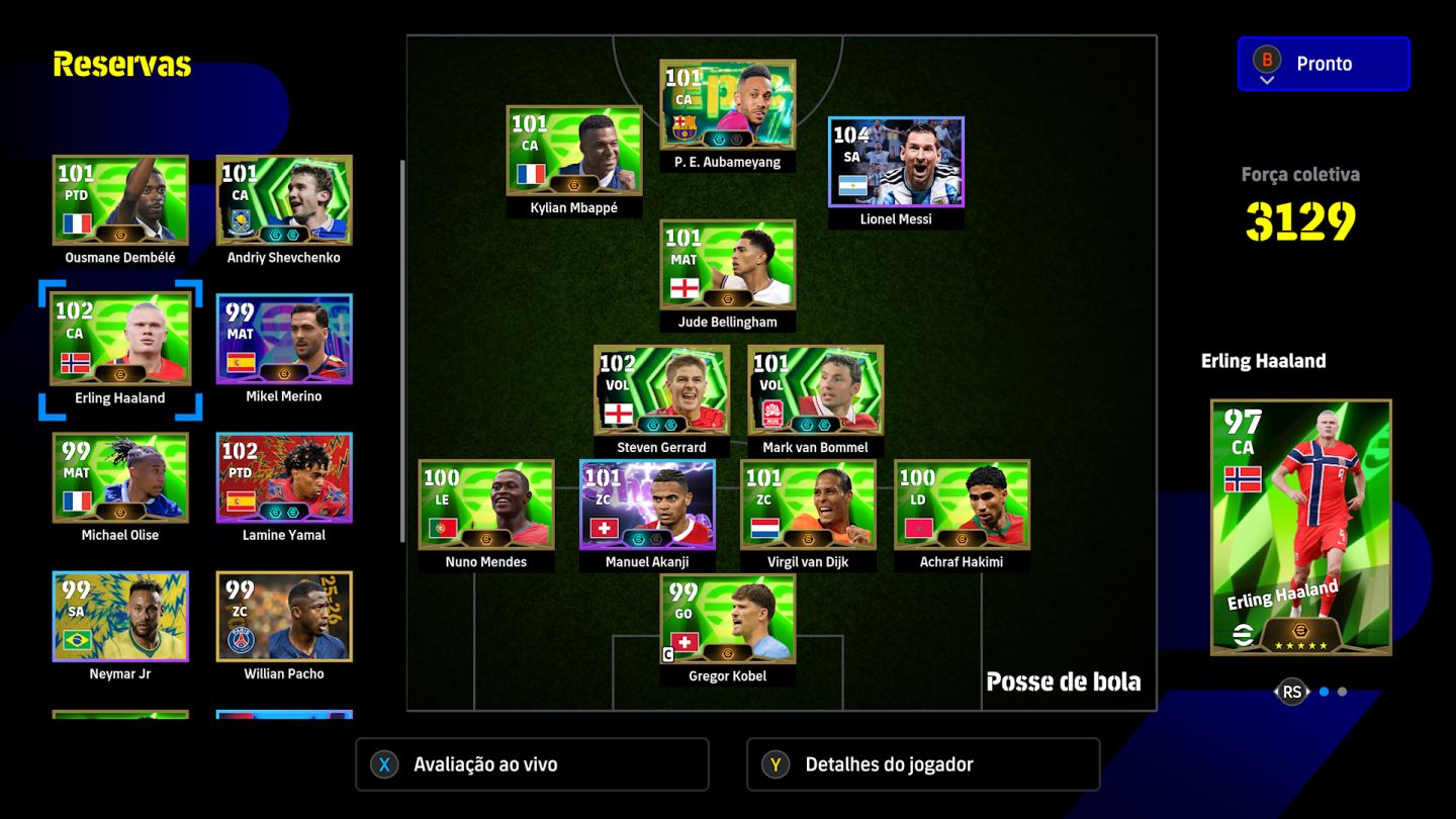 CONTA EFOOTBALL XBOX/PC PARA INICIANTE AUBAMEYANG, MESSI, MBAPPE E + 100