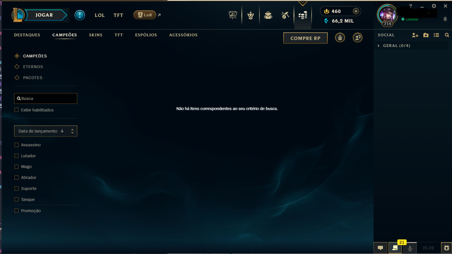Conta LoL LvL 714, 326 skins, 428 ícones, todos os champions - League of Legends