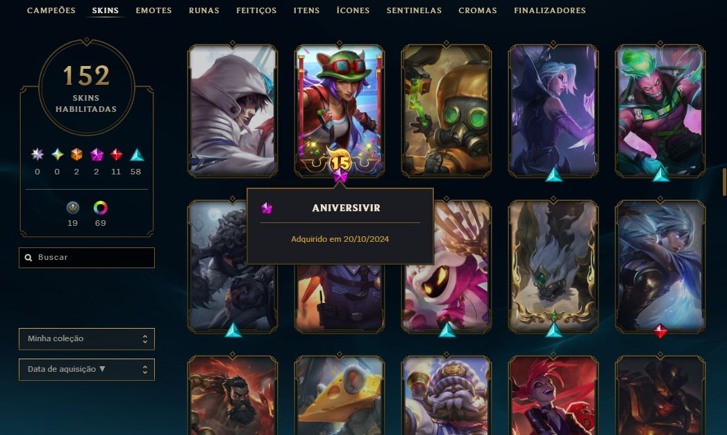 CONTA LoL/Vava 152 SKINS: YONE PRESTÍGIO, ANIVERSIVIR, SKINS ULTIMATE