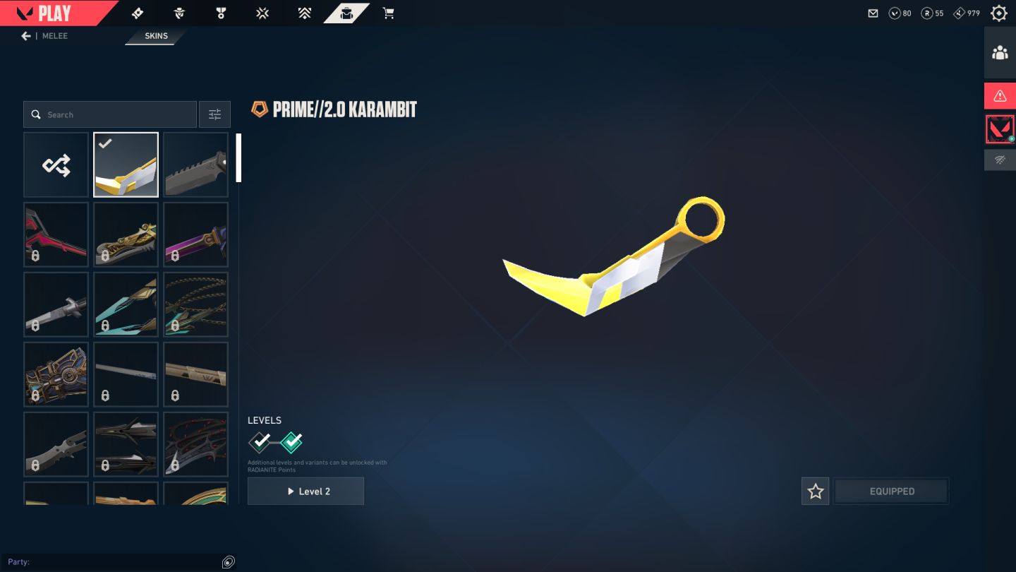 Conta Valorant Karambit sublime e vandal phaseguard - platina 2