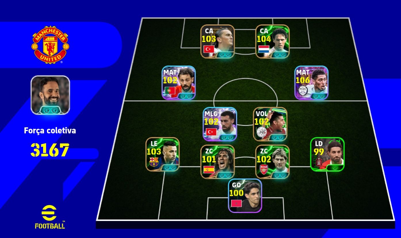 CONTA EFOOTBALL | BELLINGHAM 106 + VAN BASTEN 104 + JORDI ALBA 103 | FORÇA 3167