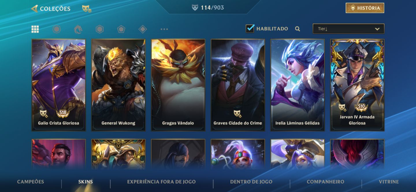 Conta Wild Rift ex desafiante com 114 skins, main adc