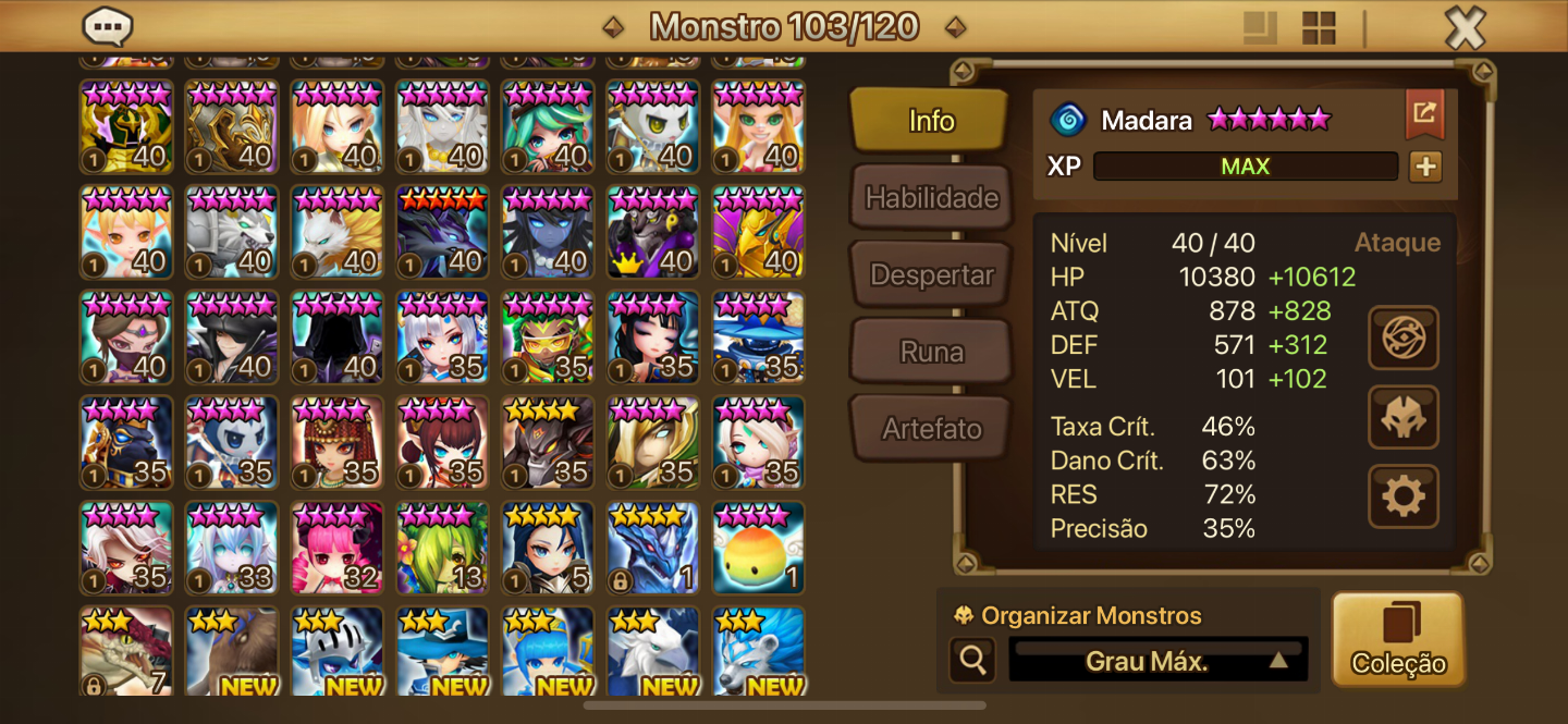 Conta summoners war com muitos mobs, excelentes nat 5 e rahul nat5ld.Aceito ofer